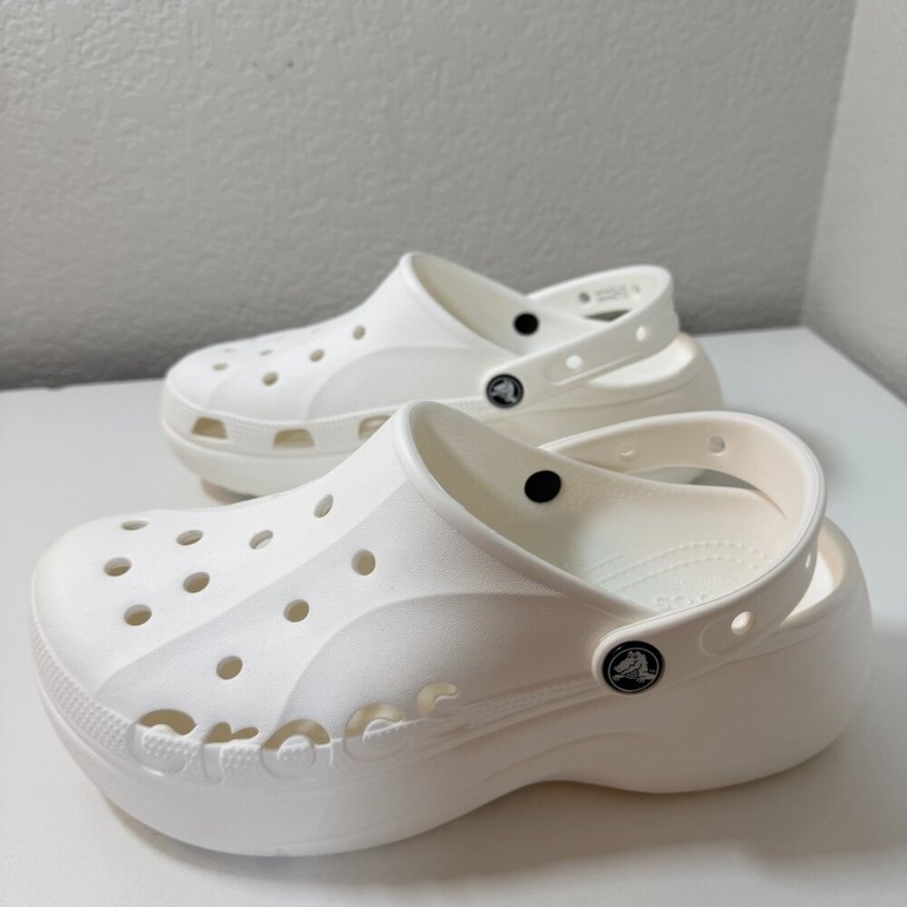 Crocs Baya Platform Clog {Womens Size 8} White Beach Outdoor Slip On Sandals